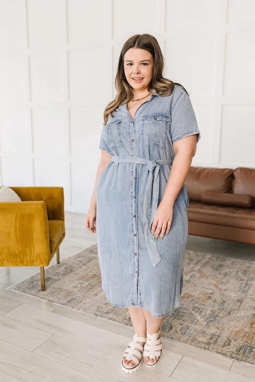 Wait for It Chambray Shirt Dress