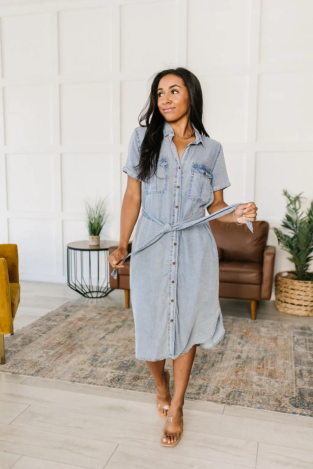 Wait for It Chambray Shirt Dress