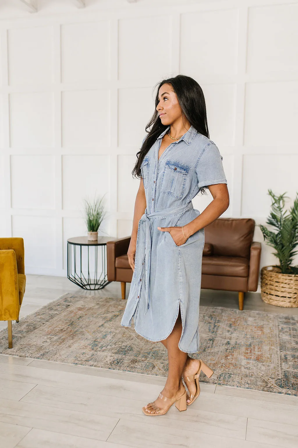 Wait for It Chambray Shirt Dress