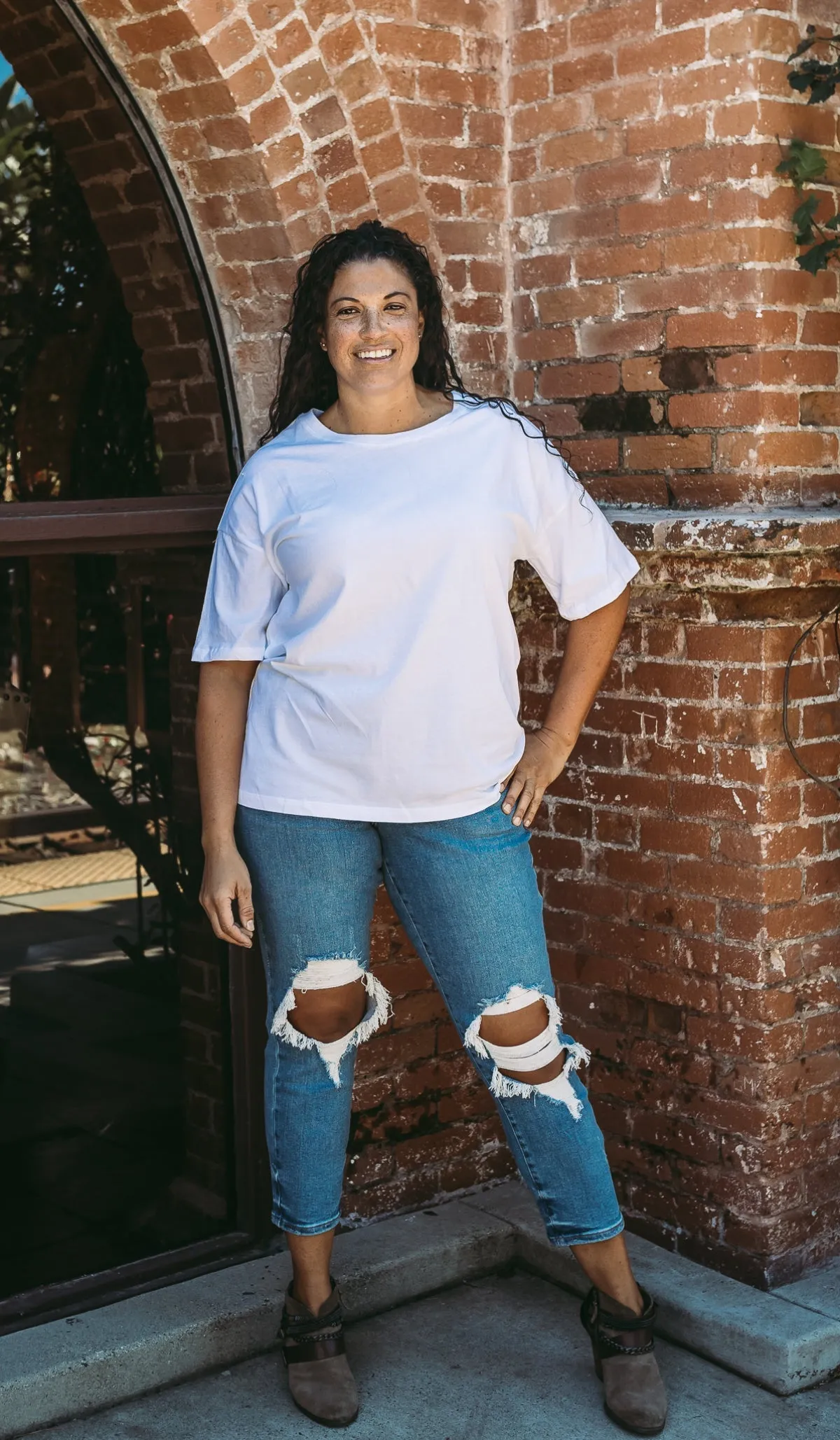 Washed Cotton Round Neckline Short Sleeves Top