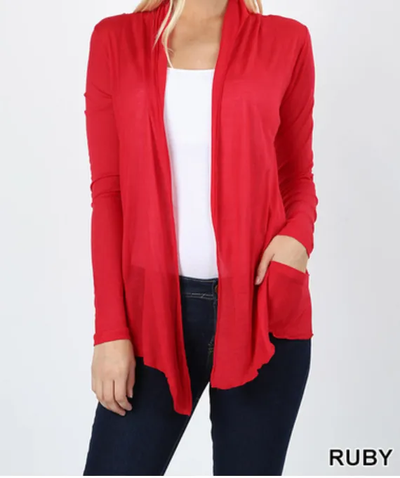 Waterfall Drape Cardigan - Ruby