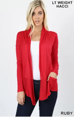 Waterfall Drape Cardigan - Ruby