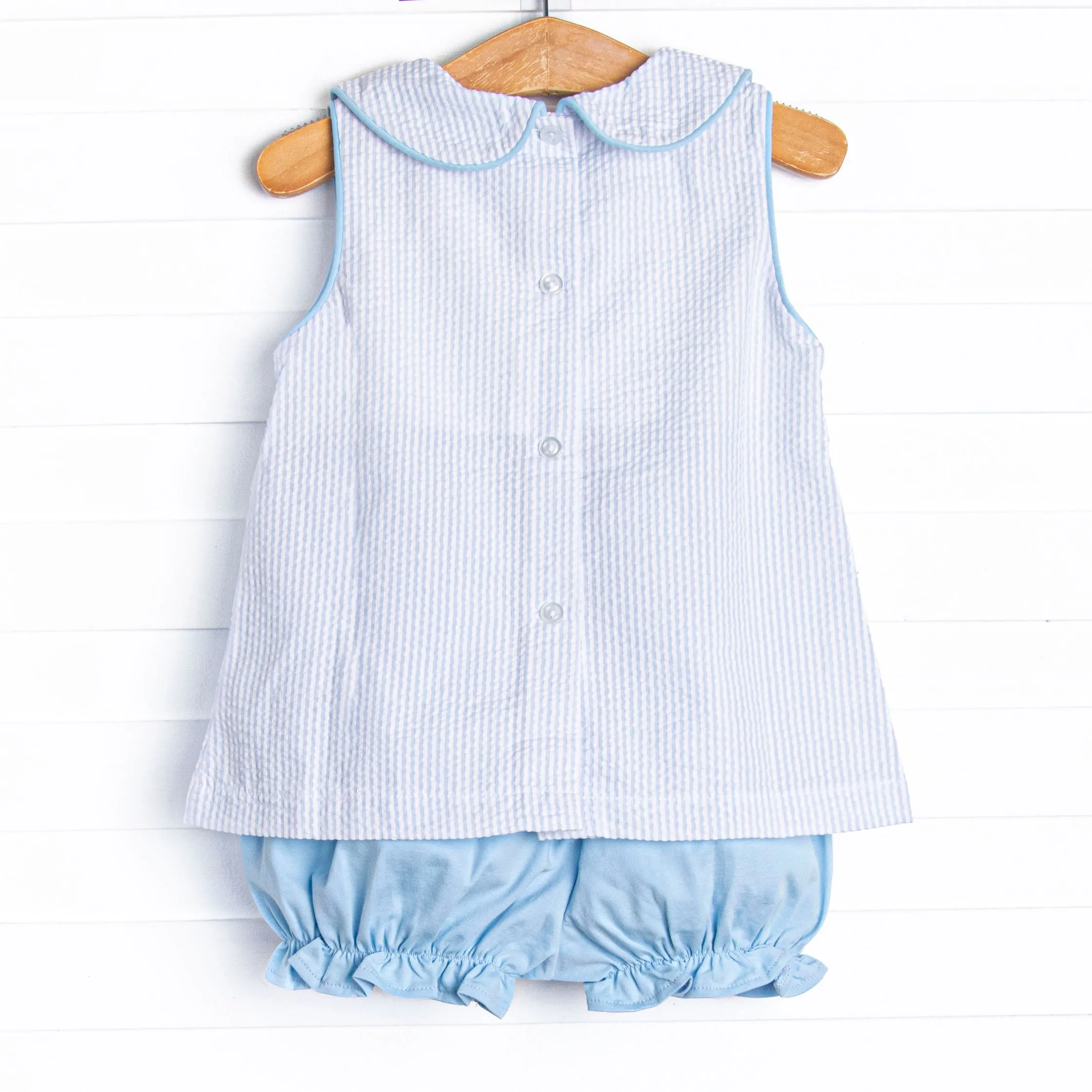 Watermelon Whimsy Embroidered Bloomer Set, Blue