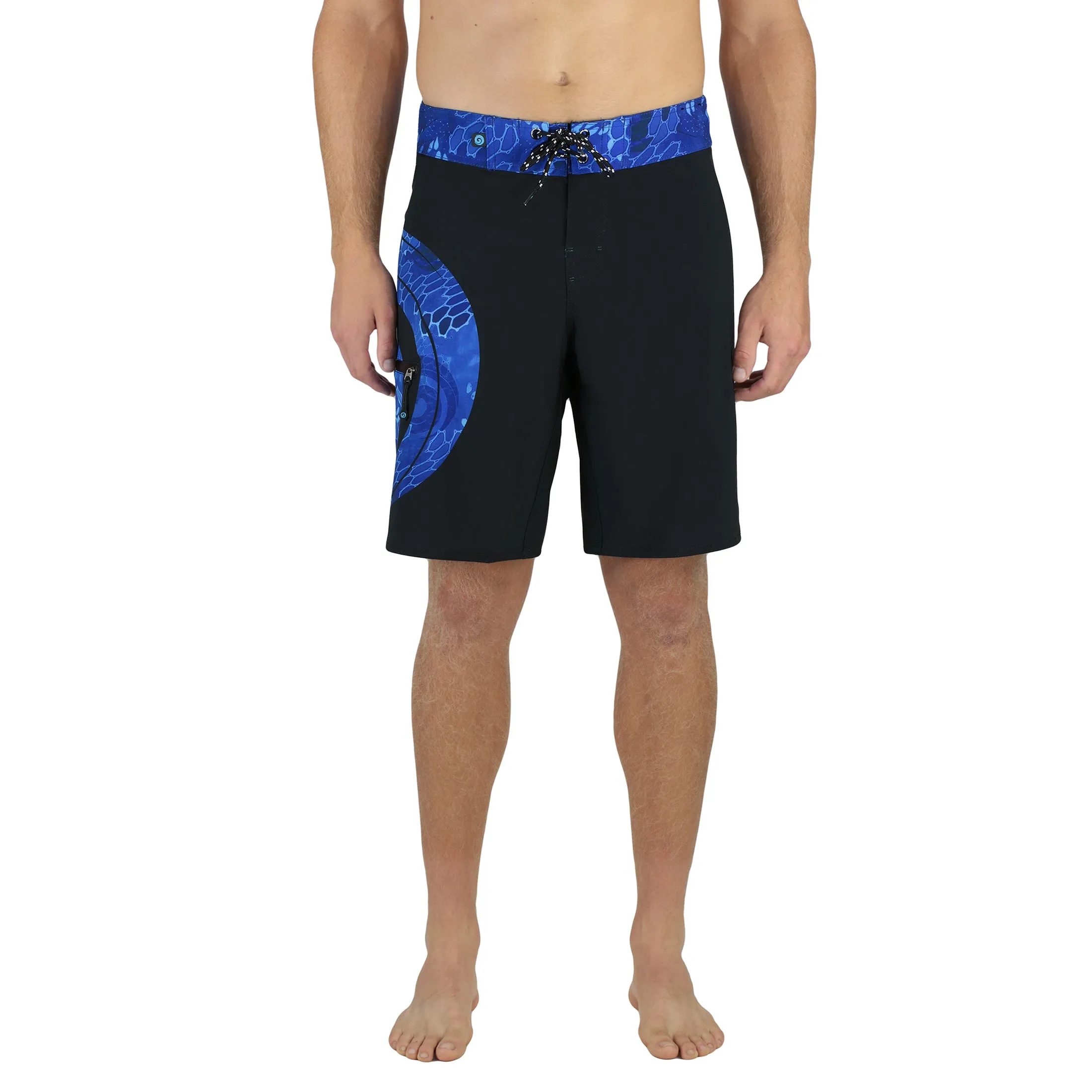 WAVED 20" BOARDSHORTS IN BLACK & BLUE