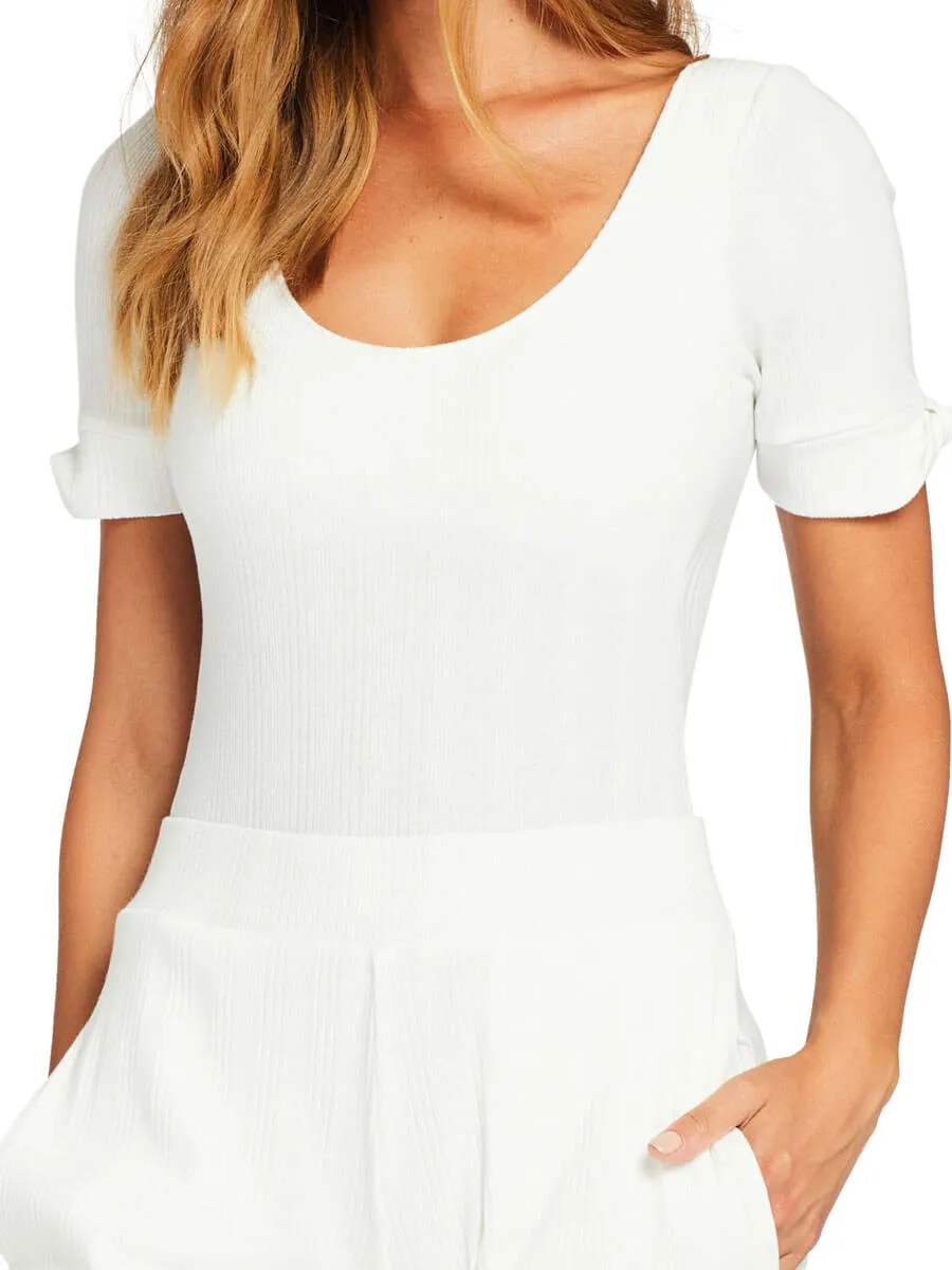 West Bodysuit in White Organic Rib