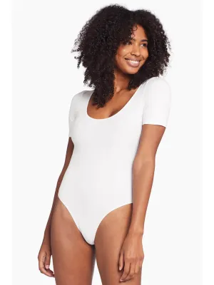 West Bodysuit in White Organic Rib