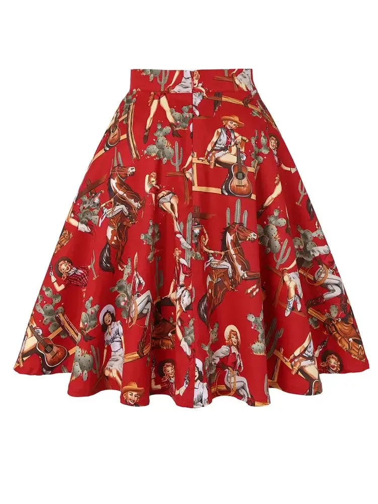 Western Cowgirl Flared Skirt