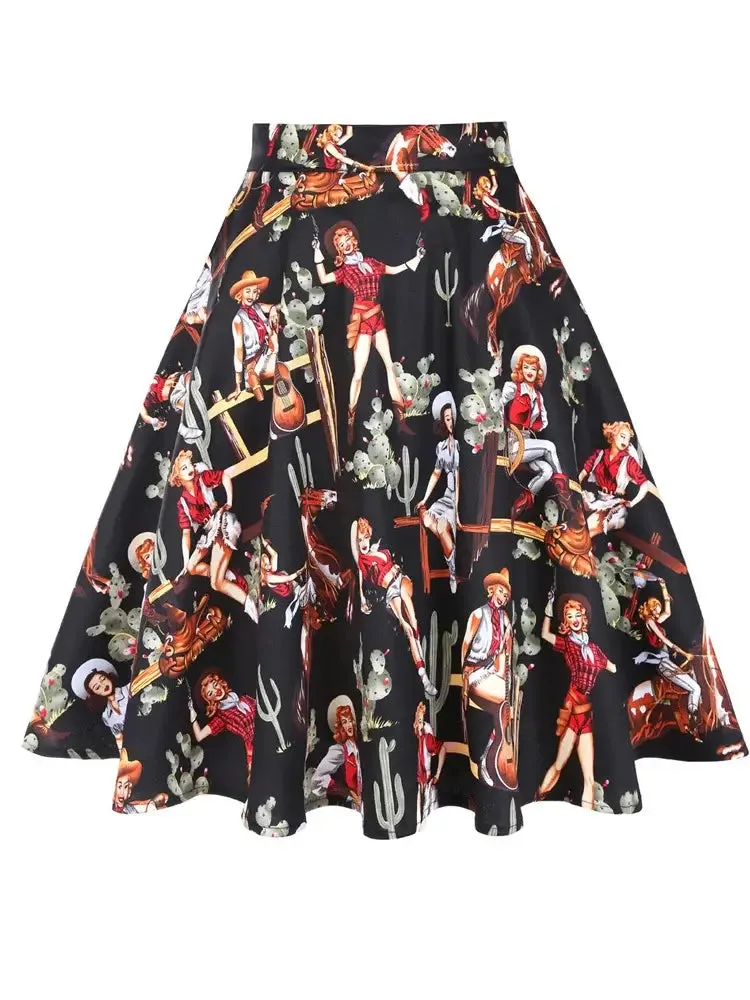 Western Cowgirl Flared Skirt