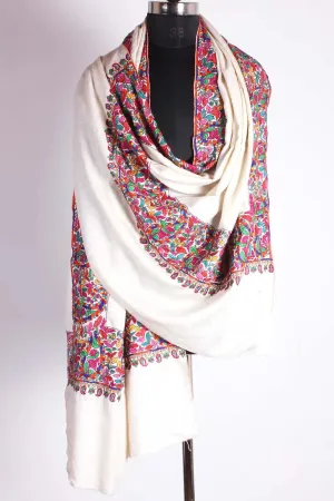 White Big Dordar Cashmere Pashmina shawl