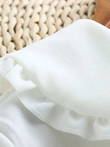 White Bow Ruched Cotton Lolita Shirt for Women