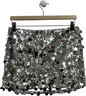 White Fox Metallic Disco Fever Sequin Mini Skirt UK M