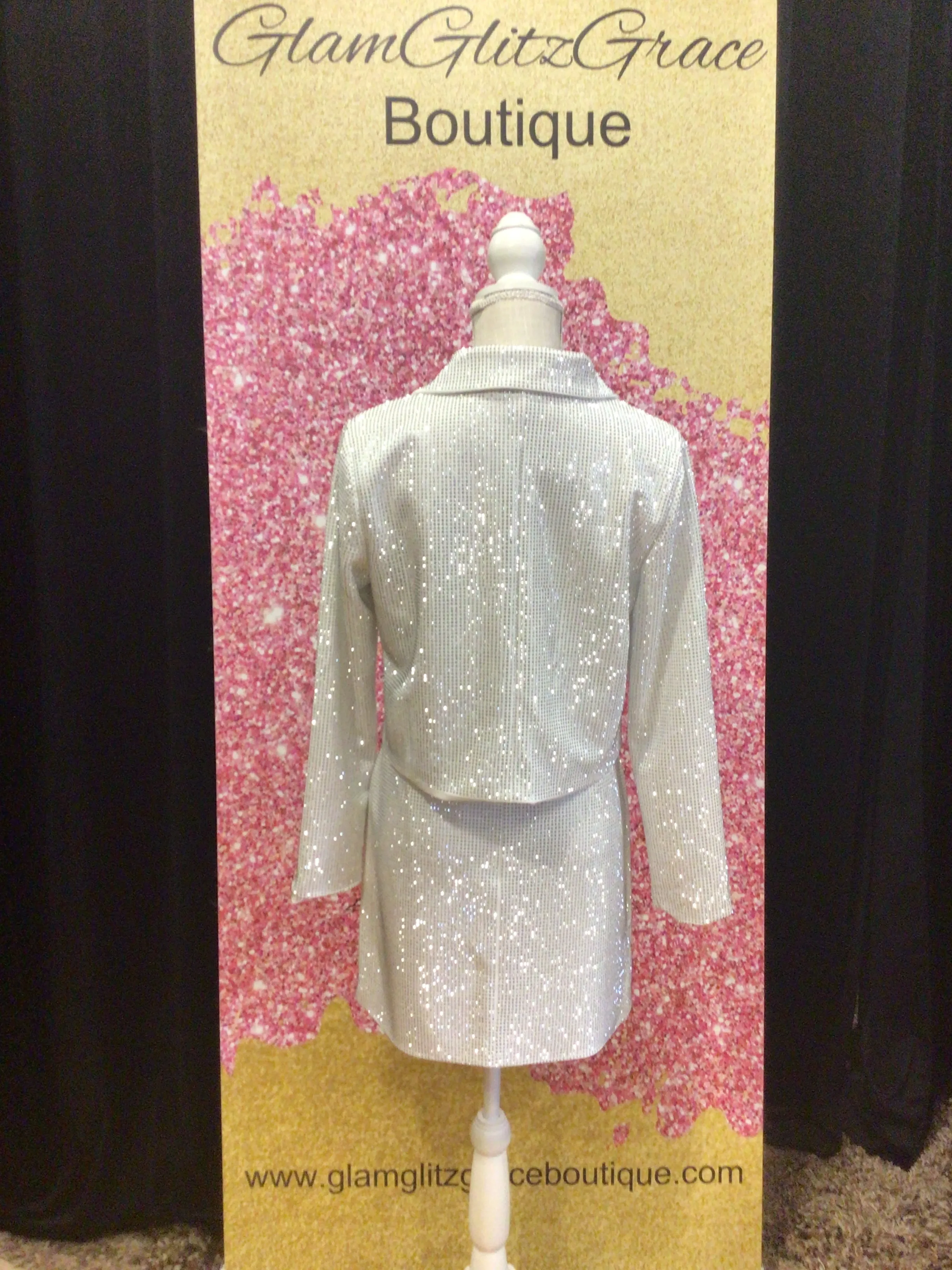 White Mini Sequin Rhinestones Skirt