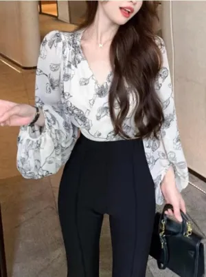 White Printed Wrap Top