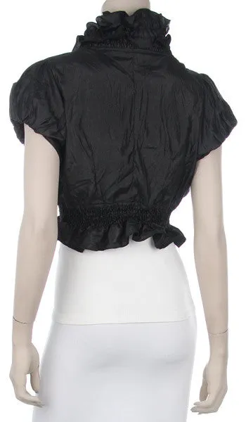 White Ruffled Bolero Jacket Short Sleeve Ruffled White Bolero Jacket