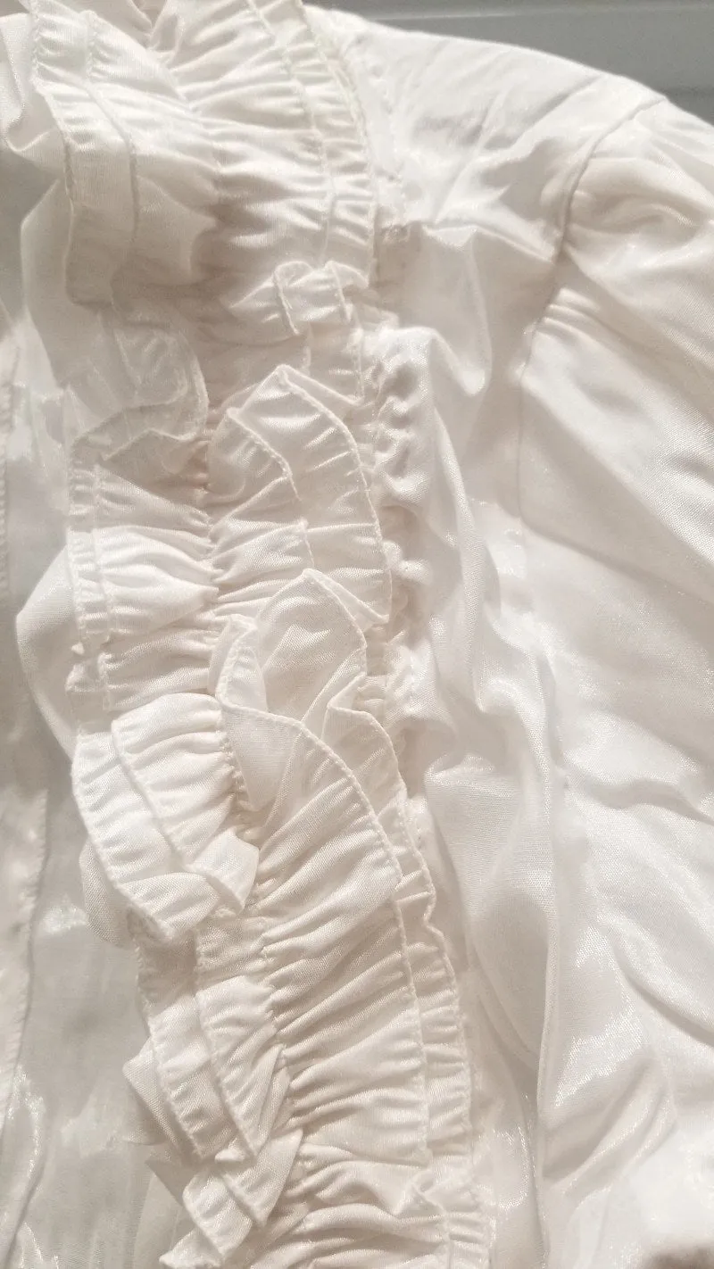 White Ruffled Bolero Jacket Short Sleeve Ruffled White Bolero Jacket