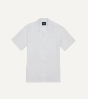 White Seersucker Camp Collar Short Sleeve Shirt
