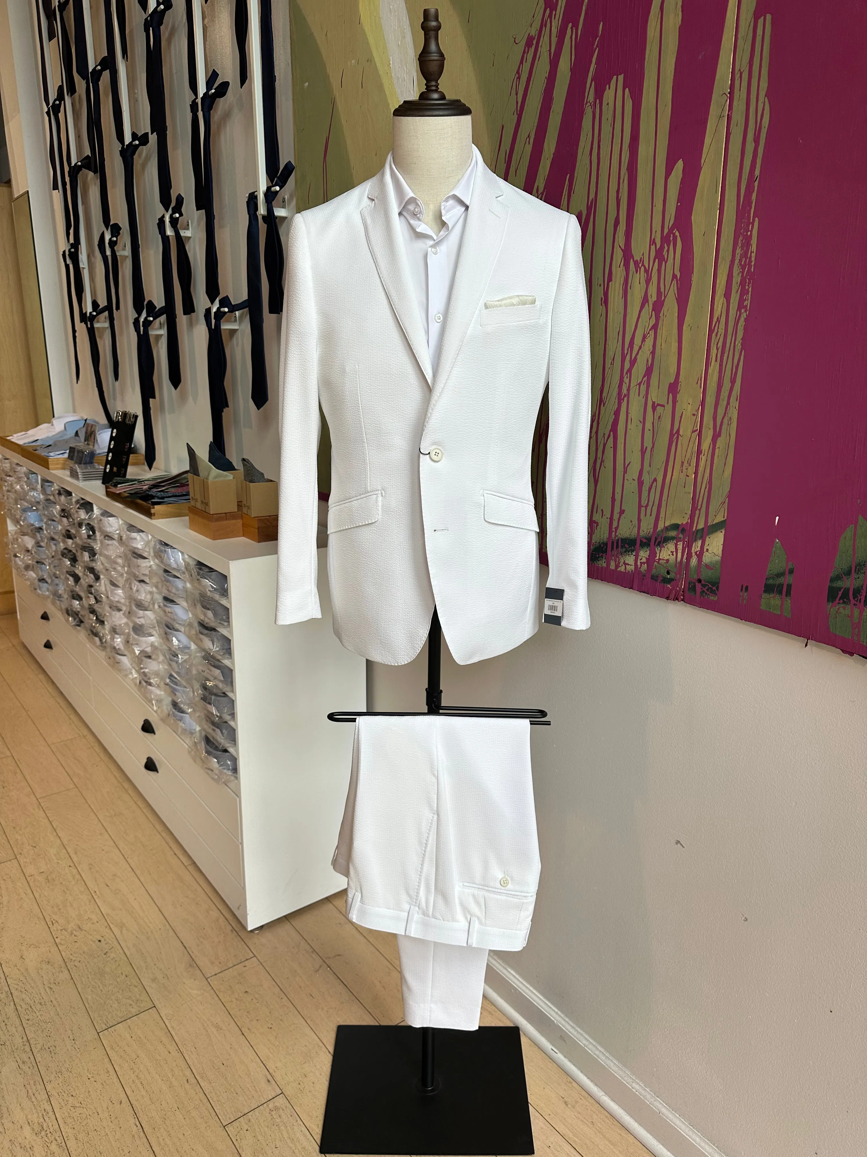 White Seersucker Premium Suit Coat
