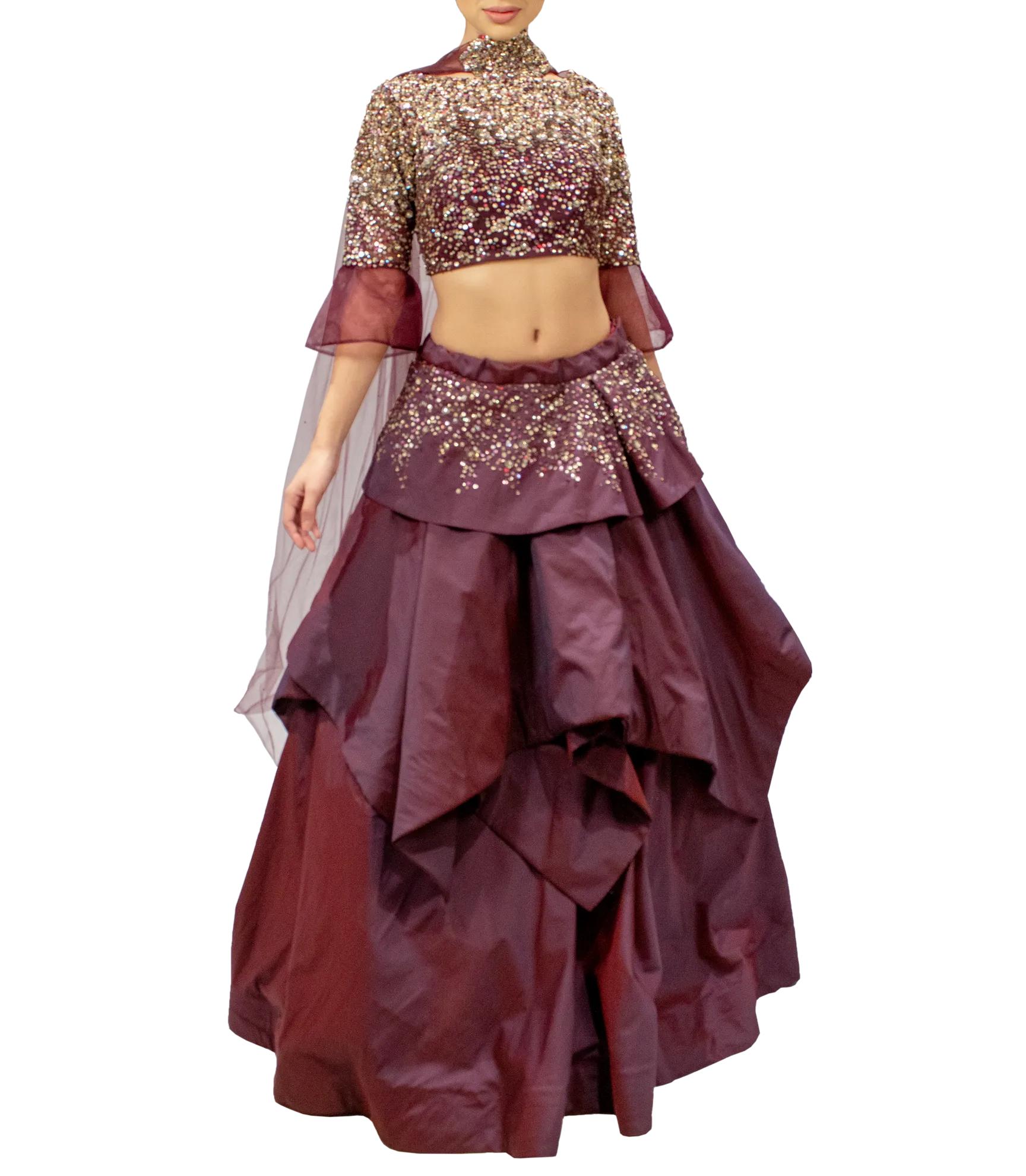 Wine Lehenga