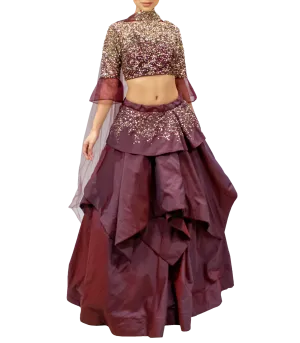 Wine Lehenga