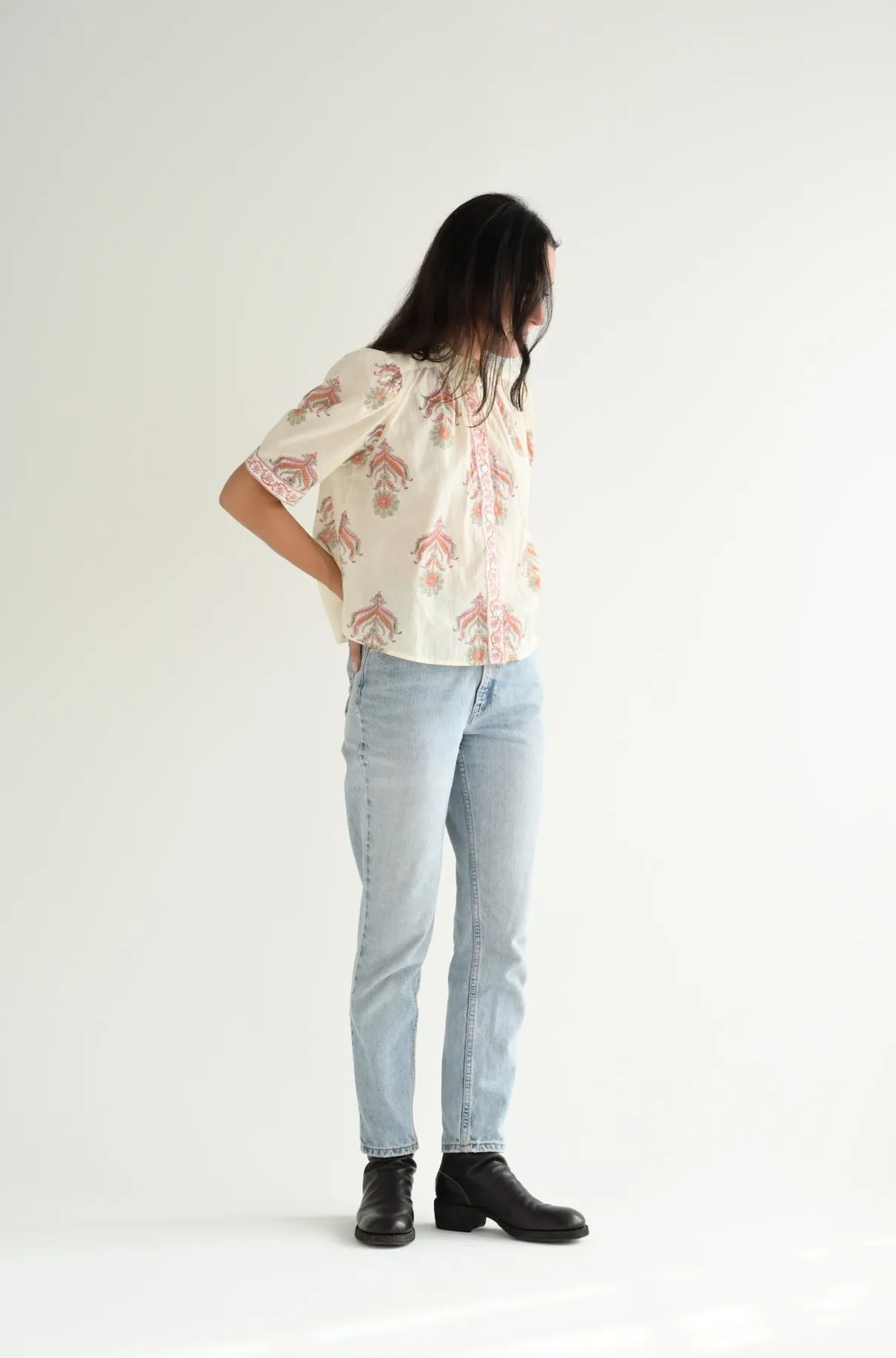 Winnie Shirt in Guava Cactus Flower