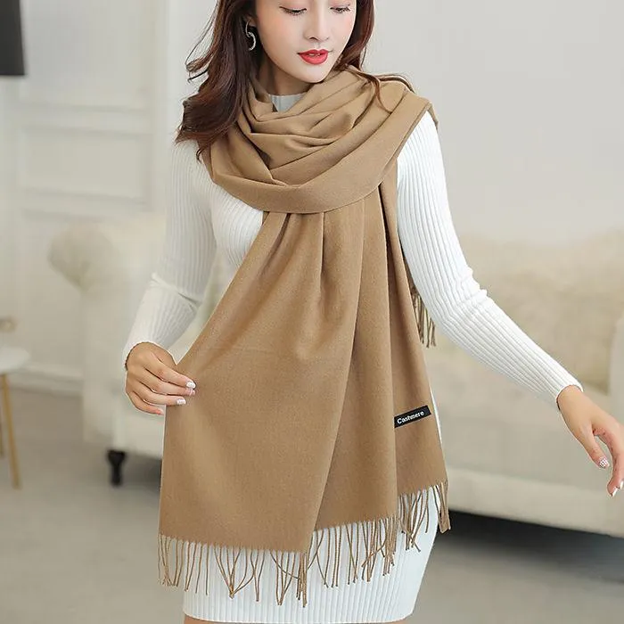 Winter Cashmere Scarf Women Thick Warm Shawls Wraps Lady Scarves Fashion Tassels Pashmina Blanket
