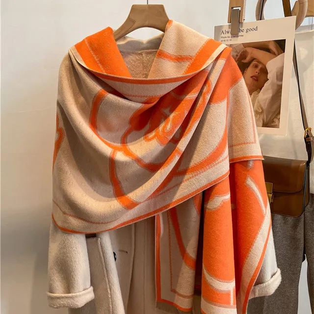 Winter Scarf Women Floral Pashmina Shawls