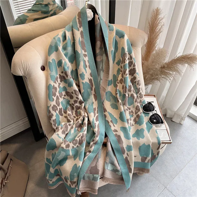 Winter Scarf Women Floral Pashmina Shawls