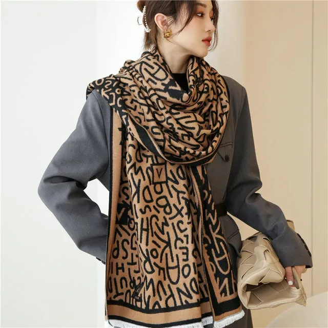 Winter Scarf Women Floral Pashmina Shawls