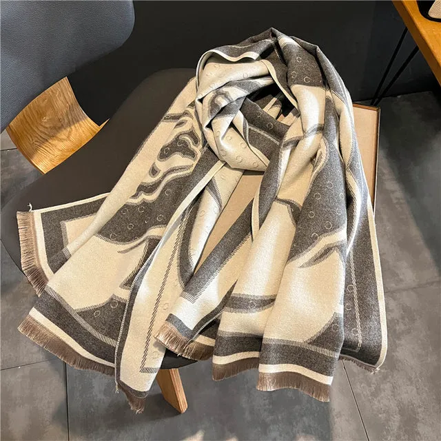 Winter Scarf Women Floral Pashmina Shawls