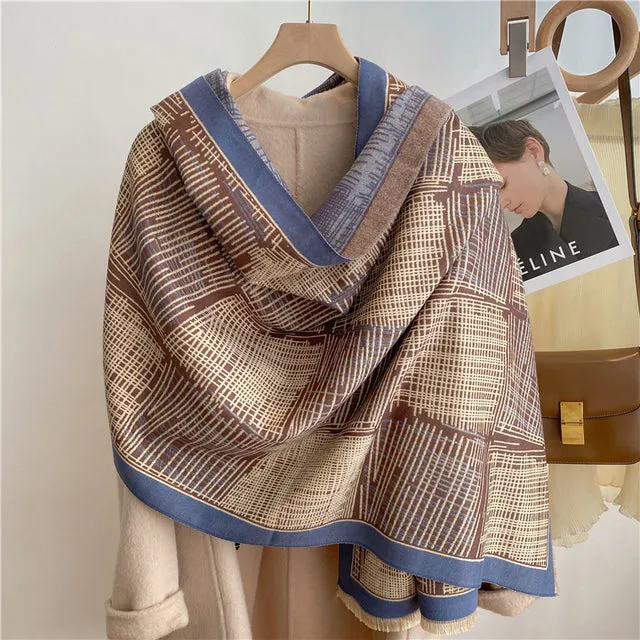 Winter Scarf Women Floral Pashmina Shawls