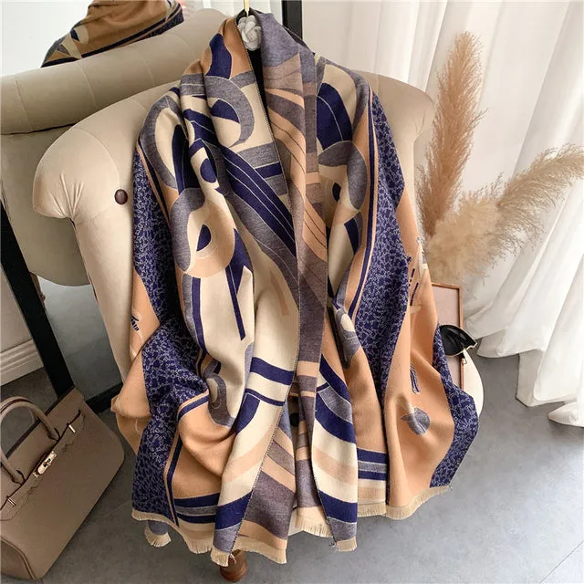 Winter Scarf Women Floral Pashmina Shawls
