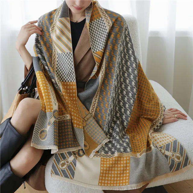 Winter Scarf Women Floral Pashmina Shawls