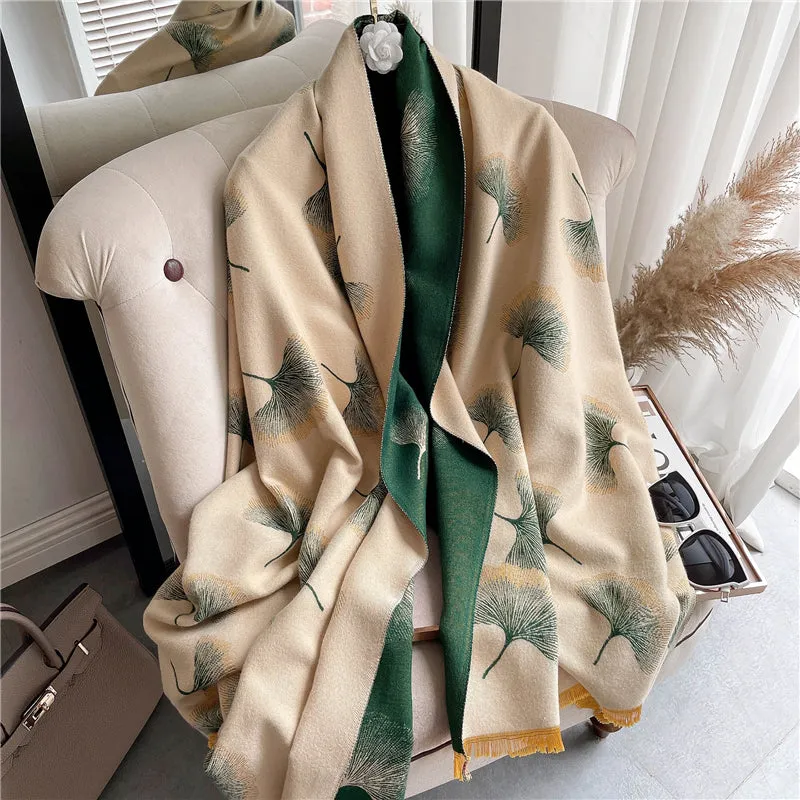 Winter Scarf Women Floral Pashmina Shawls