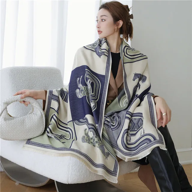 Winter Scarf Women Floral Pashmina Shawls