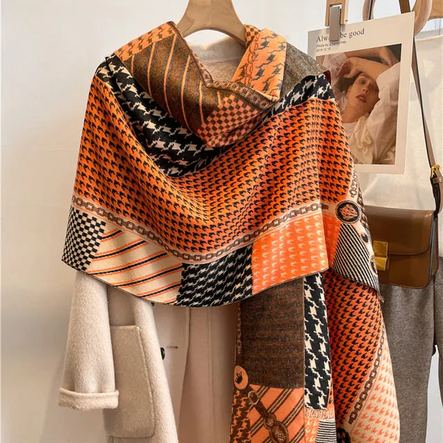 Winter Scarf Women Floral Pashmina Shawls