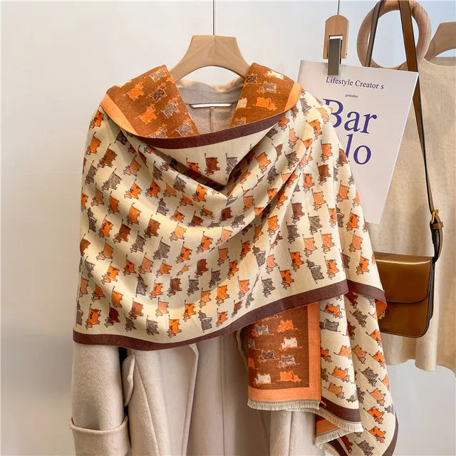 Winter Scarf Women Floral Pashmina Shawls