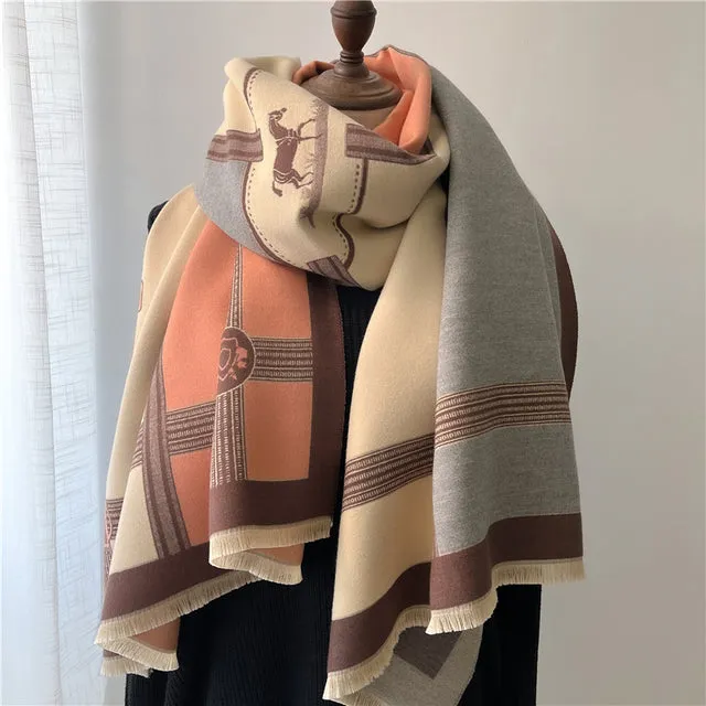 Winter Scarf Women Floral Pashmina Shawls