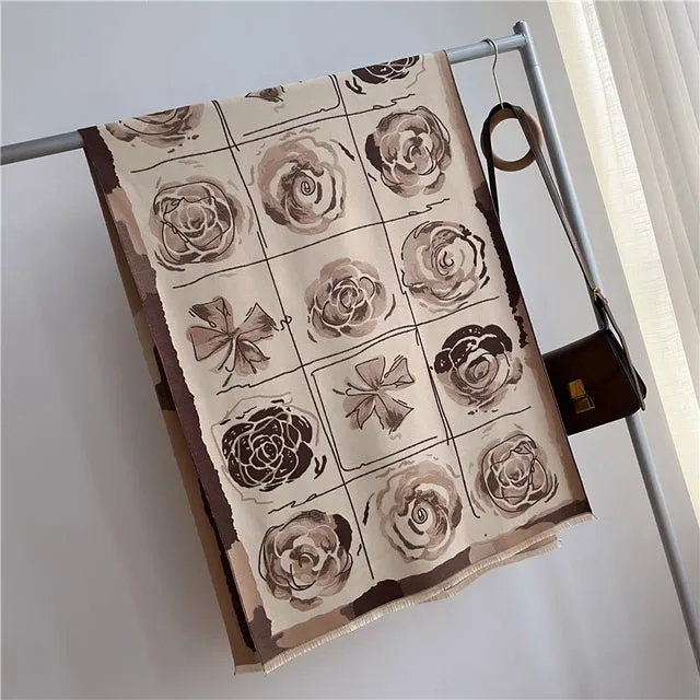 Winter Scarf Women Floral Pashmina Shawls