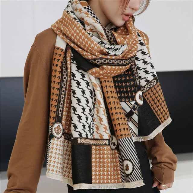 Winter Scarf Women Floral Pashmina Shawls