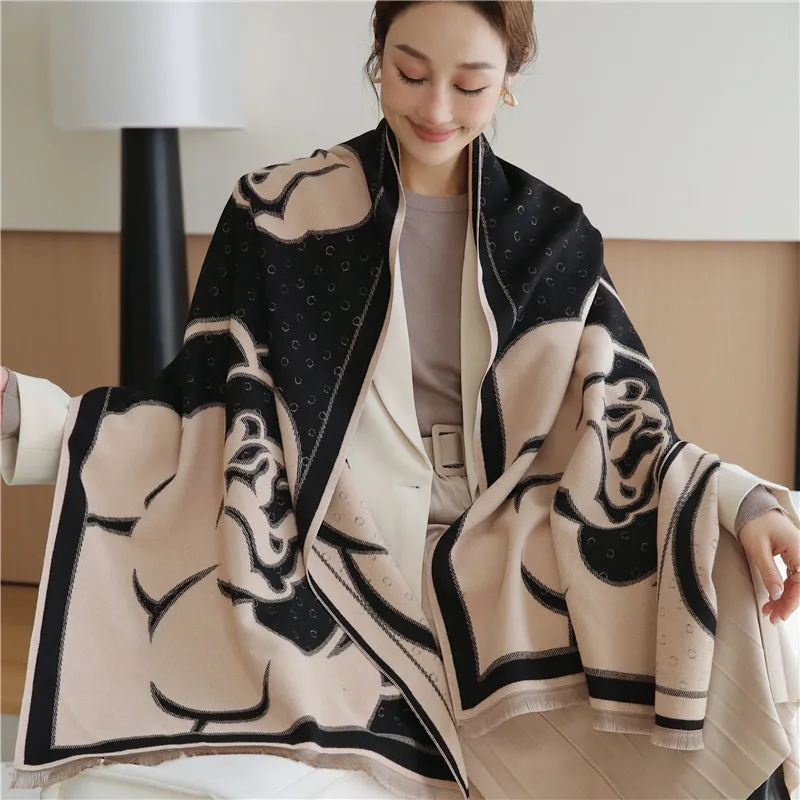 Winter Scarf Women Floral Pashmina Shawls