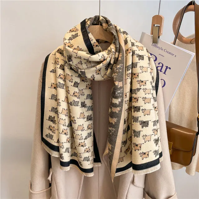 Winter Scarf Women Floral Pashmina Shawls