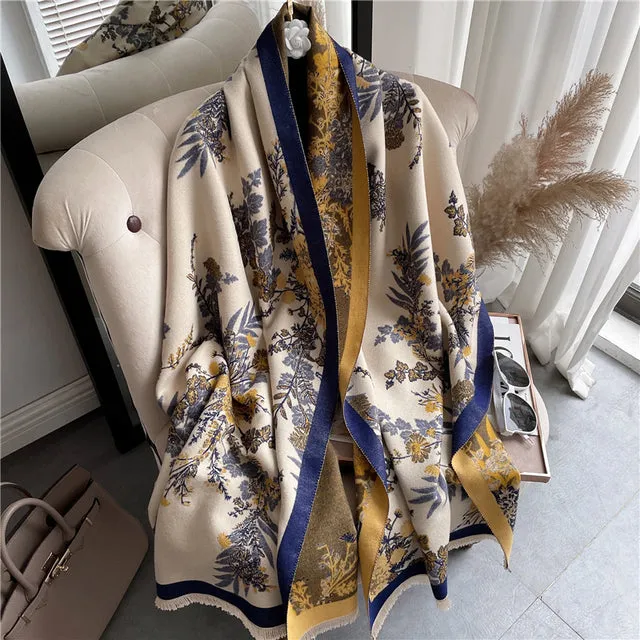 Winter Scarf Women Floral Pashmina Shawls