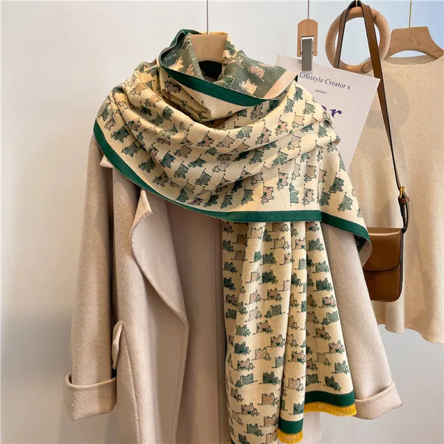 Winter Scarf Women Floral Pashmina Shawls