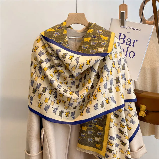 Winter Scarf Women Floral Pashmina Shawls