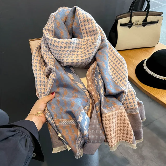 Winter Scarf Women Floral Pashmina Shawls