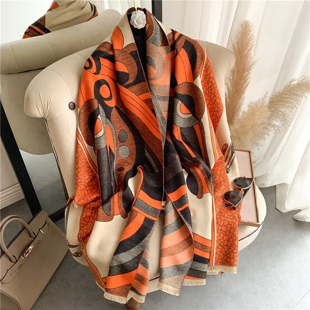 Winter Scarf Women Floral Pashmina Shawls