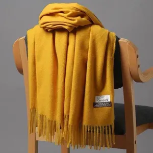 Winter Scarf Women Thick Warm Shawls and Wraps Solid Cashmere Scarves with Tassels Pashmina
