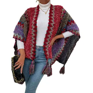 Women Blanket Shawls Wraps Winter Printed Open Front Poncho Cape Plaid Shawls for Women K325