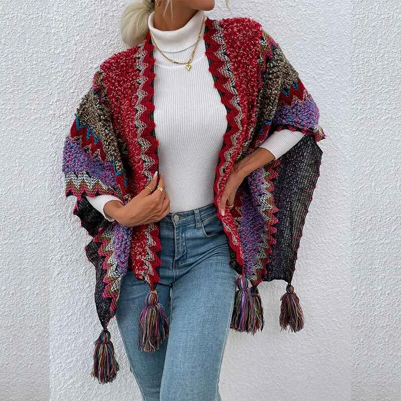 Women Blanket Shawls Wraps Winter Printed Open Front Poncho Cape Plaid Shawls for Women K325