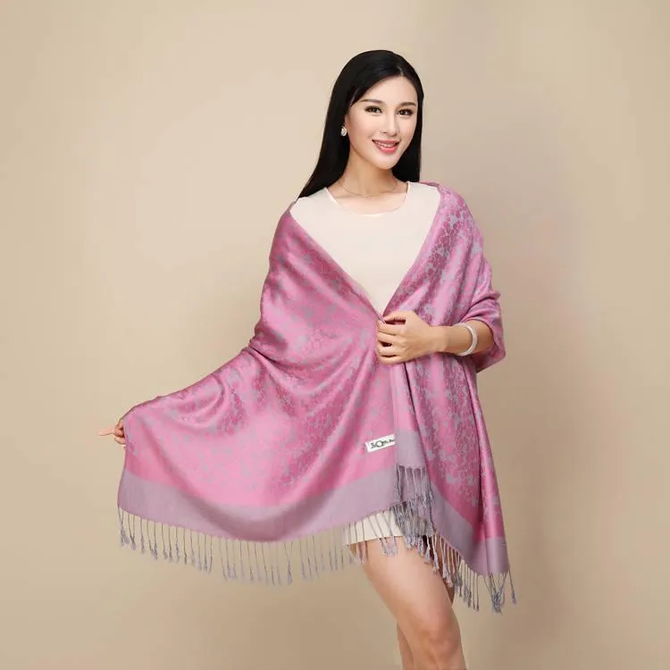 Women Scarf Fashion Warm Winter Jacquard Scarf Faux Cashmere Scarf Plaid Thick Shawls and Scarves